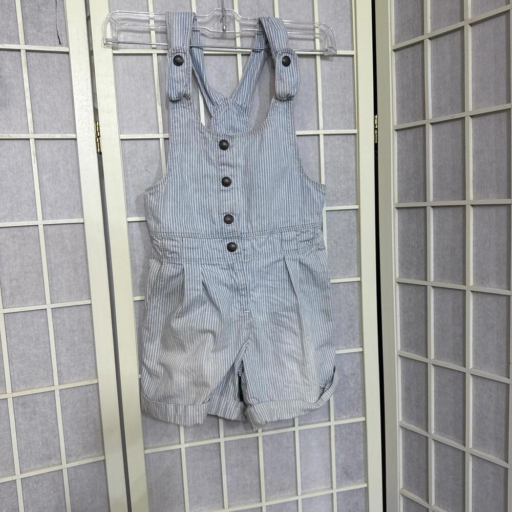 Vintage Y2K Gap‎ Blue Striped Denim Short Overalls Kids Size 7